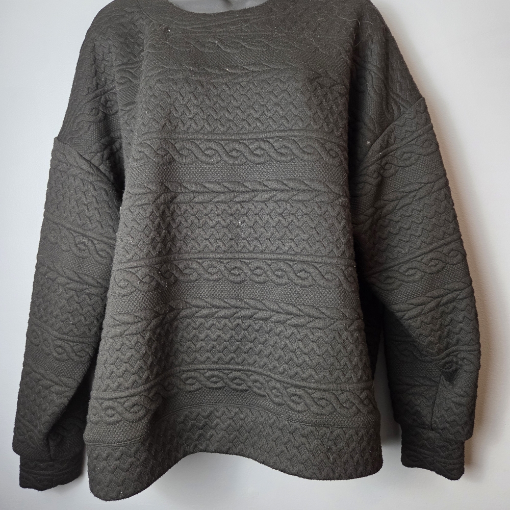Women's Textured Knit Sweater - Black - Picture 5 of 8